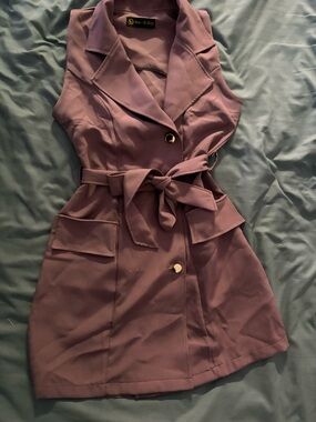 Sleeveless Belted Trench Dress in Mauve